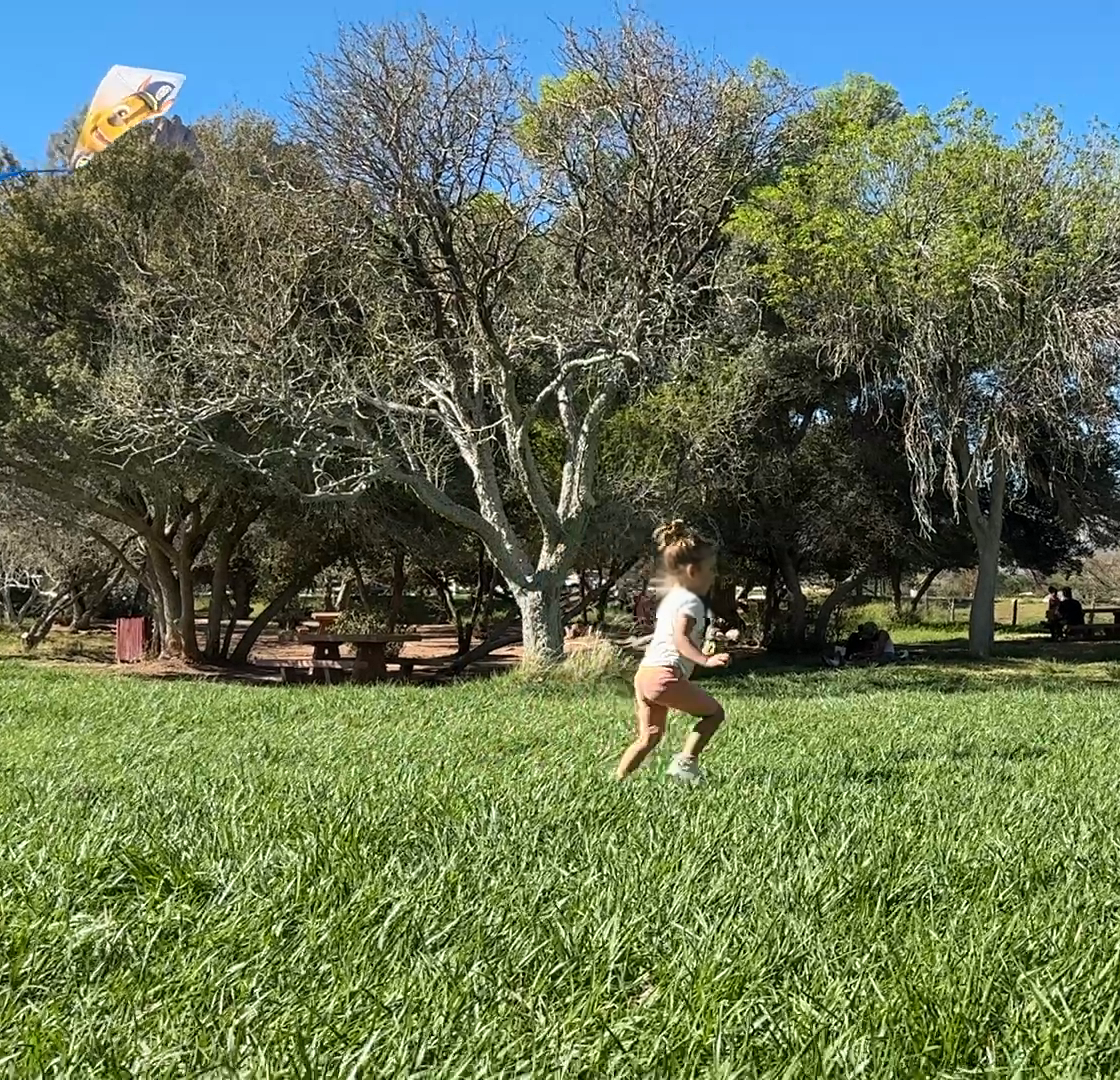 A child running across a sunny park, framed by the Auto Follow box